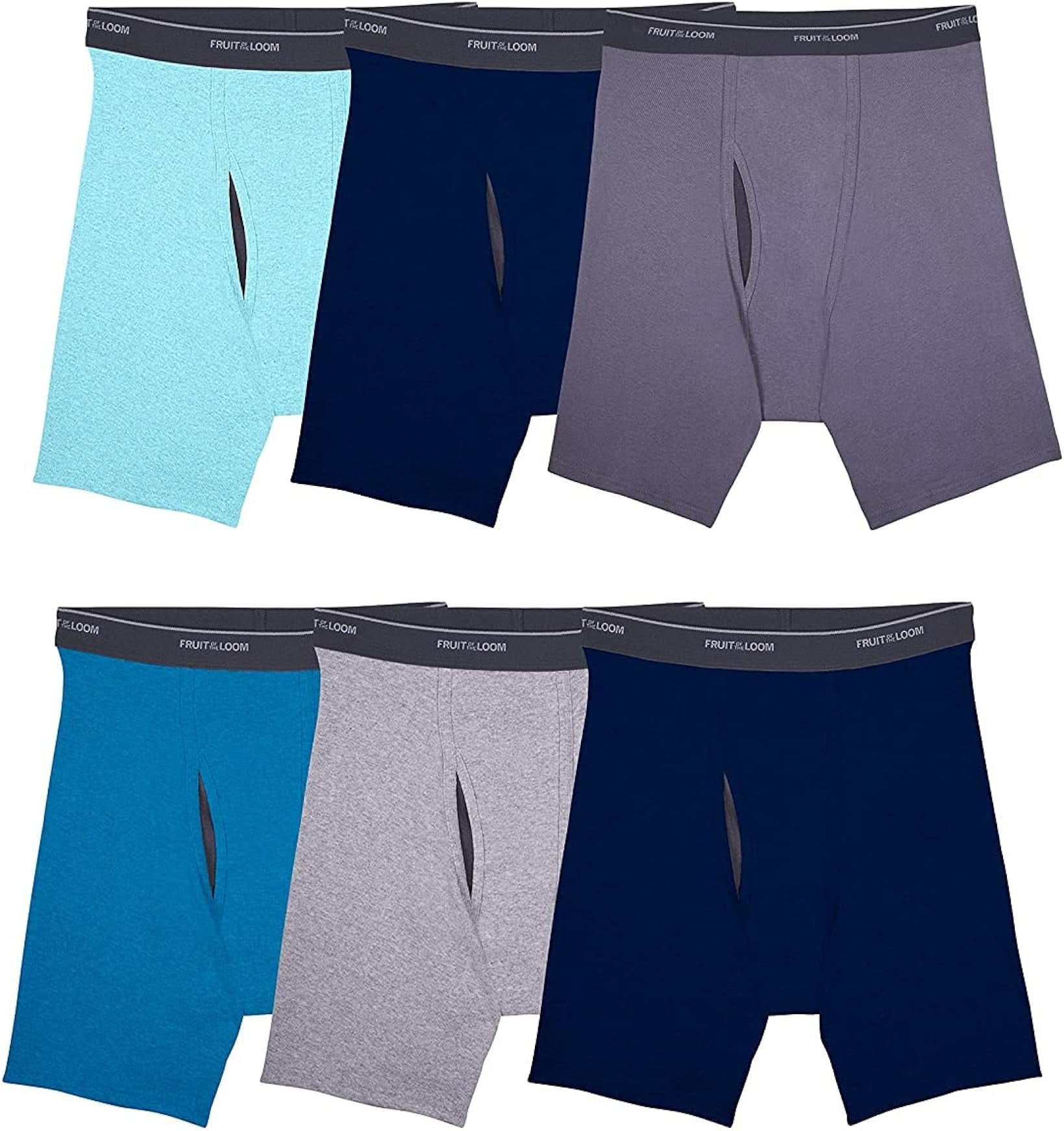 Fruit of the Loom Men's 4 Pack Traditional Fly Assorted Boxer Briefs 100% Cotton Underwear 3XL, 6 Pack