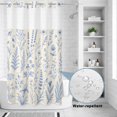 thumbnail image 2 of No Hook Shower Curtain, Country Blue Floral Shower Curtains for Bathroom with See Through Top Window, Vintage Wildflower Pastoral Plants Waterproof & Washable Bath Curtain Stand Up Stall 36"x72", 2 of 6