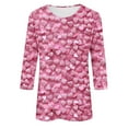 thumbnail image 5 of 3/4 Sleeve Shirts for Womens Valentines Days Tops Plus Size Crewneck Tee Cute 3D Heart Print Blouse, 5 of 5