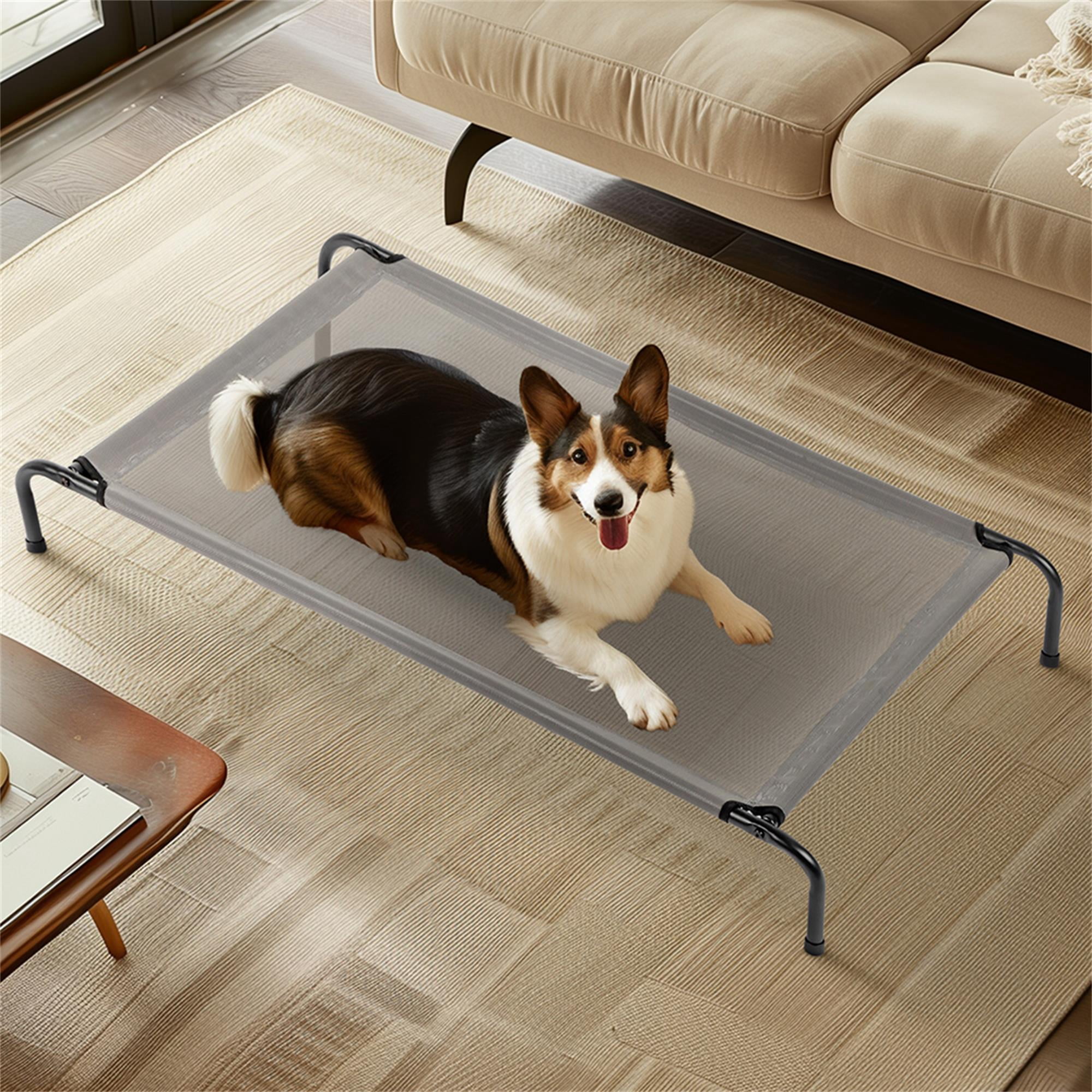 Pefilos 50" Elevated Dog Bed for Medium Dogs, Pet Bed for Outdoor and Indoor with Metal Frame, Gray