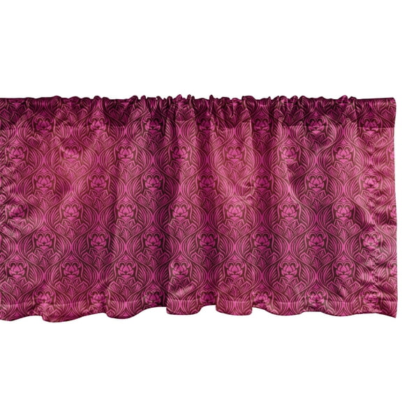 Ambesonne Magenta Window Valance, Monochrome Flowers, 54" X 18", Magenta and Purple