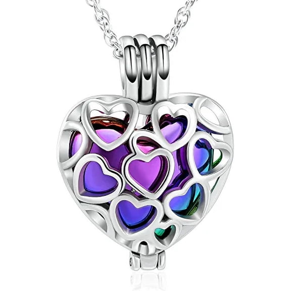 Cremation Jewelry Heart Urn Necklaces for Ashes for Women Flower Memorial Mini Keepsake Ashes Hollow Pendant for Family/Grandmother/Grandmother/Father
