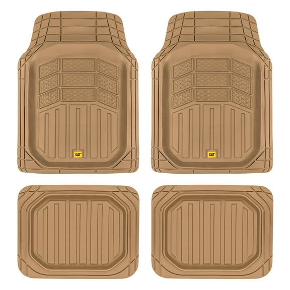 CAT CAMT-9014 (4-Piece) Deep Dish Rubber Truck Floor Mats, Trim To Fit for Car Truck SUV & Van, All Weather Total Protection Durable Liners Heavy Duty Odorless