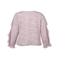 thumbnail image 3 of Women Button-down Ruffle Shirt Solid Color V-neck Long Sleeve Blouse, 3 of 6