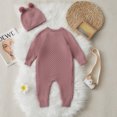 thumbnail image 5 of Actgleam Infant Baby Boys Girls Romper Winter Knitted Pajamas with Hat,Pinkish Purple,18-24Months, 5 of 10