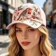 thumbnail image 3 of FUZHIQ Women 3D Embroidered Baseball Cap Wide Brim Adjustable Sun Hat Elegant Decorative Casual Headwear for Daily Wear, 3 of 8