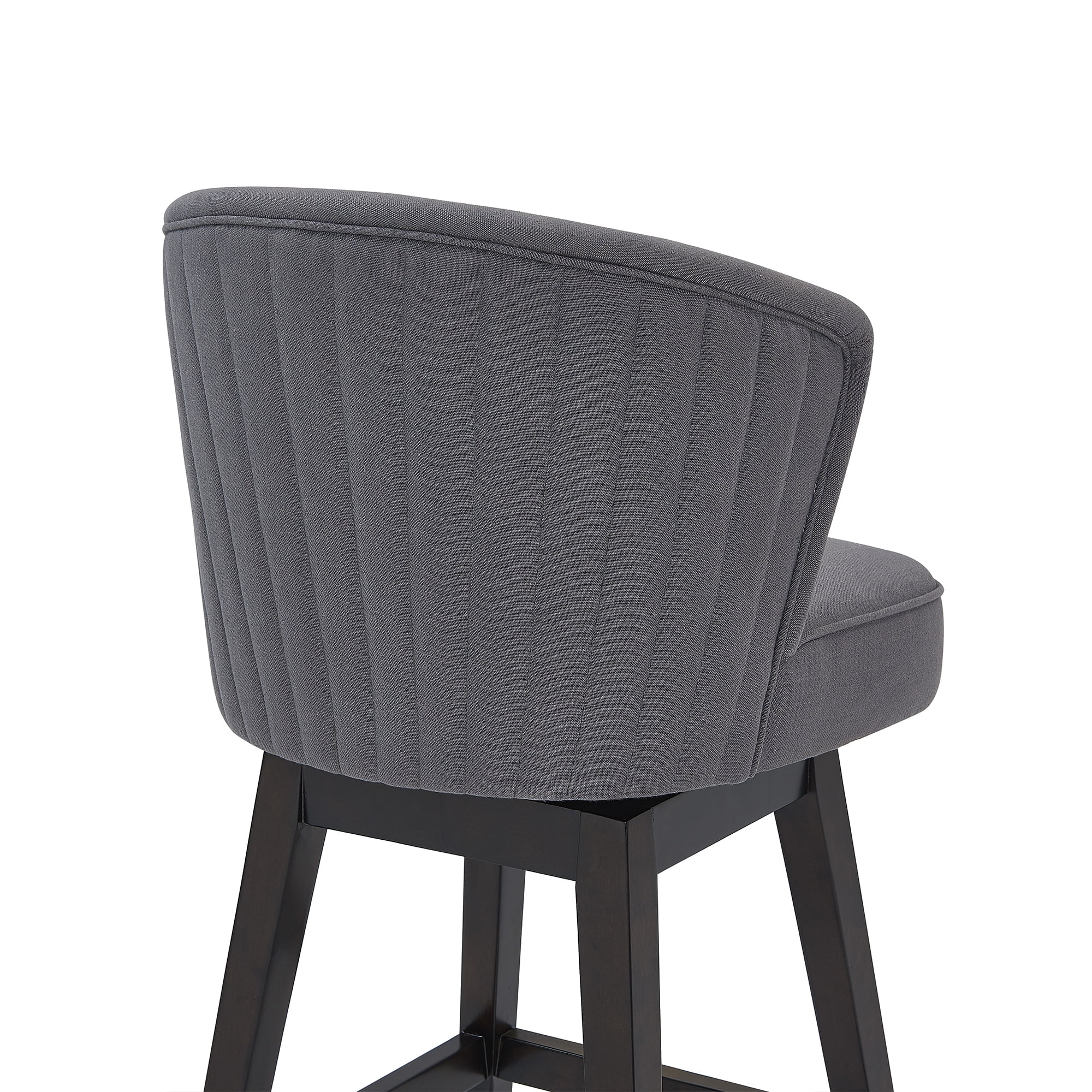 Detroit 30" Bar Height Wood Swivel Barstool in Espresso Finish with Grey Fabric