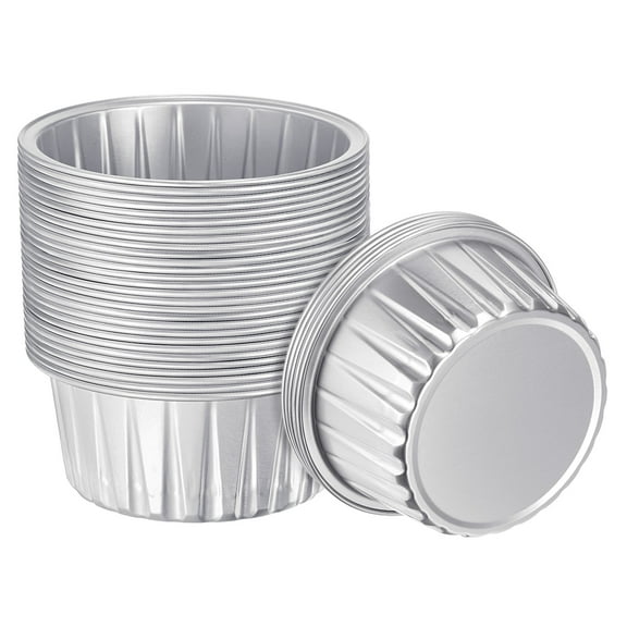 Silver Cupcake Cups, 50pcs 66x36x85mm Aluminum Foil Standard Cupcake Liners
