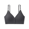 thumbnail image 3 of Women's Front Closure Bra, Full Coverage V Neck Wire Free Bra with Spaghetti Straps, Comfort Feel | VerBelle,Gray Free Size, 3 of 7