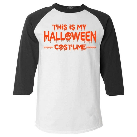 Shop4Ever Men's This is My Halloween Costume Raglan Baseball Shirt X-Small White/Black