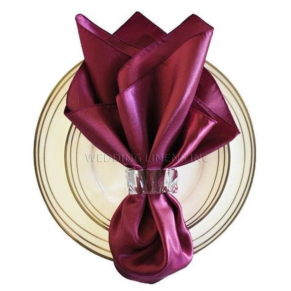 Wedding Linens Inc. (10pcs) 20'' x20" Satin Table Napkins for wedding Party Decoration events - Sangria