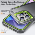 thumbnail image 5 of JTCASES Compatible with iPhone 15 Pro Case Heavy Duty Protective Rugged Phone Case, Full Body Anti-dust Shockproof Drop Proof Armor Durable Cover Case for iPhone 15 Pro 6.1 inch, Gray/Green, 5 of 10