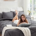 thumbnail image 4 of BDEUS Comforter Set 5 Pieces Grey All Seasons Comforters Bed in a bag with 2 Pillow Sham Full Size, 4 of 12