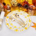 thumbnail image 2 of 350Piece Gold Thanksgiving Dinnerware Set for 50 Guests - Gold Thanksgiving Plates Dinnerware with Disposable Cutlery Include:50Dinner Plates-50Dessert Plates-50Napkins with Gold Silverware, 2 of 16
