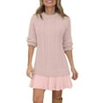 thumbnail image 5 of Mohiass Women's Cable Knit Sweater Dress Long Sleeve Crewneck Patchwork Knit Pullovers 2025 Fall Outfits Winter Clothes Pink XL, 5 of 7