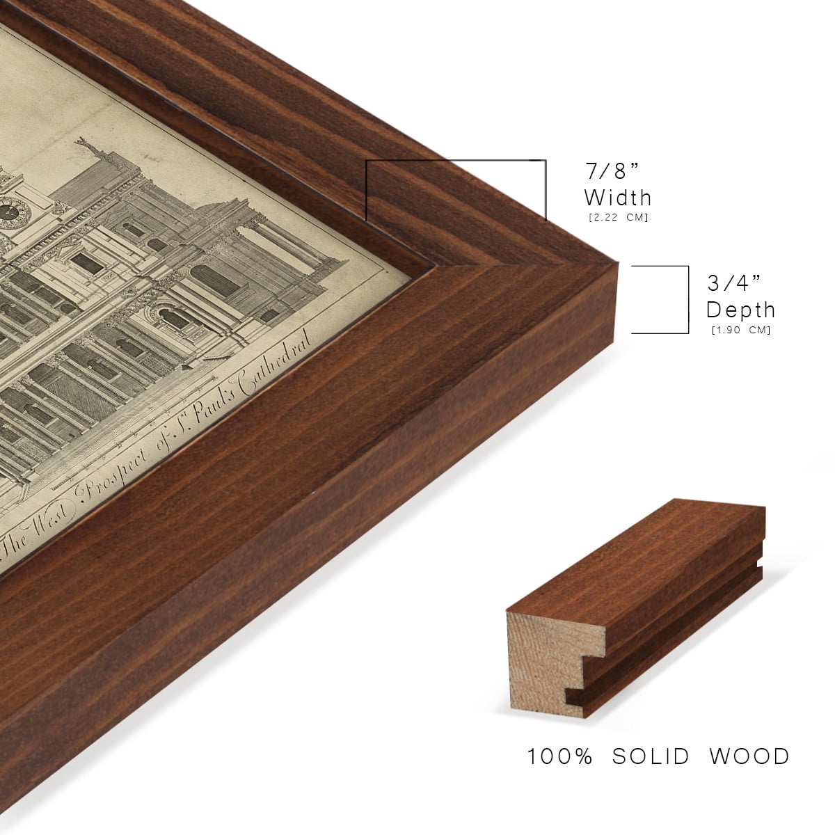 St. Paul's Cathedral -Framed Print w/glass-Chestnut