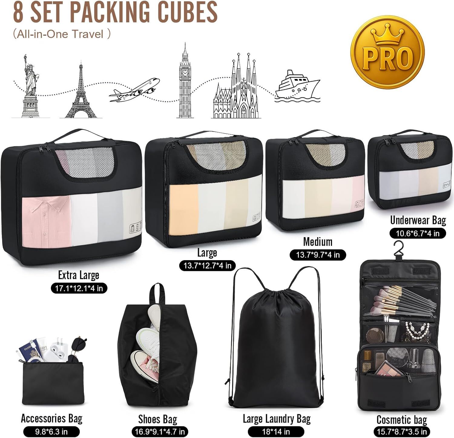 Veken 8-Piece Packing Cubes for Travel photo 2