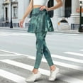 thumbnail image 3 of COEQINE Women Yoga Skirted Legging Fashion Breathable Elastic Tennis Leggings with Skirts Green Camo and Tie-Dye Print Comfy Golf Pickleball Skort Pants with Pockets, S, 3 of 7