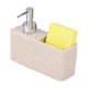 thumbnail image 2 of Dispensador de jabón resistente con soporte para esponja, práctico organizador para el lavabo. Beige Amarillo, 2 of 9