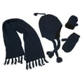 thumbnail image 1 of N'Ice Caps Kids Boys Cable Knit 3 Piece Hat Scarf Mitten Sherpa Lined Winter Set - Navy, 1 of 1