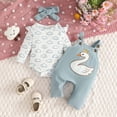 thumbnail image 2 of Staki Girl Newborn Outfit Newborn Baby Girl Clothes Infant Fall Bodysuit Outfits Color Pants Set Baby Clothes for Girls 12 18 Months(Sky Blue, 12-18 Months), 2 of 9