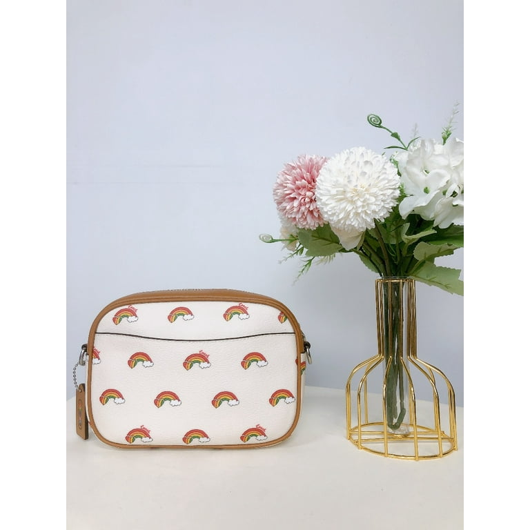 Coach rose print camera crossbody hot sale