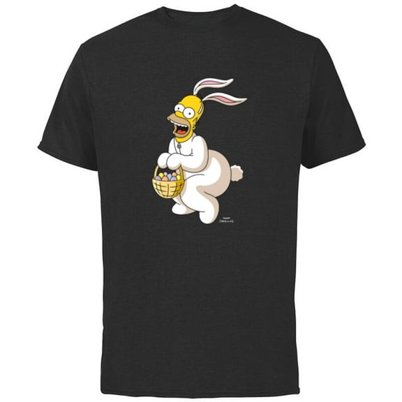 The Simpsons Homer Simpson Easter Bunny - Short Sleeve Cotton T-Shirt for Adults - Customized-Black