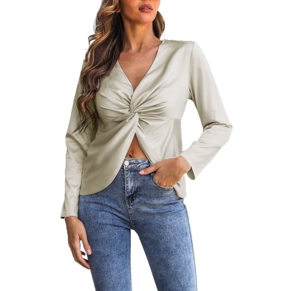 Vedolay Button Down Shirts for Women Elegant Button Down Business Loose Tops with Pockets Khaki,S