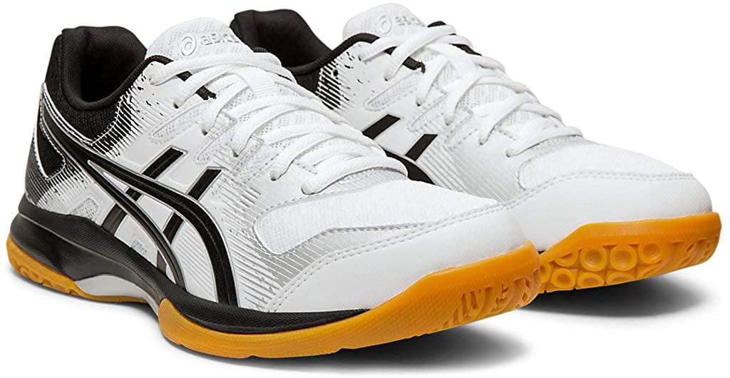 black and white asics volleyball shoes