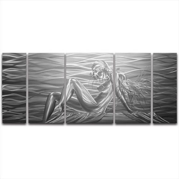 Metal Artscape Métal MA10008 55 X 24 Po. Beauté par la Mer Art Mural en Fait Main à 5 Panneaux