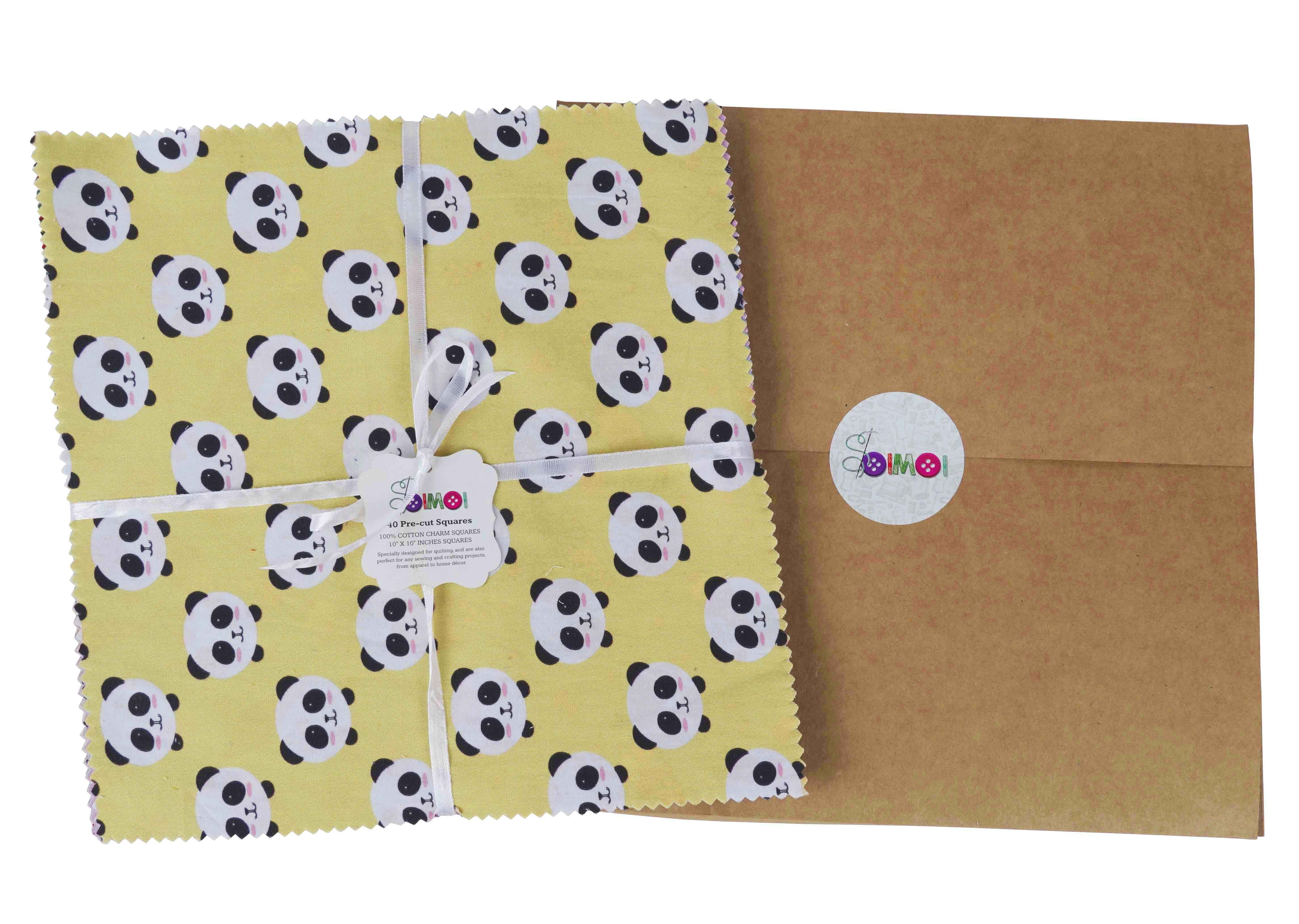 Soimoi Precut 10-inch Block Prints Cotton Fabric Bundle Quilting Squares Charm Pack DIY Patchwork Sewing Craft- Multicolor