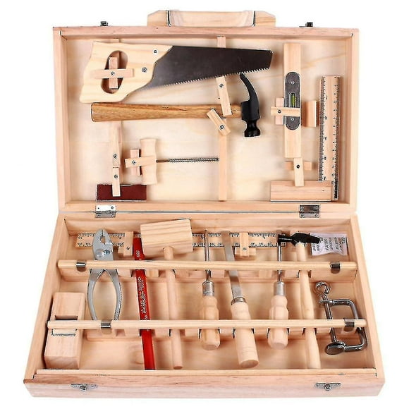 Boîte à Outils de Gestion d'Entretien Polyvalente pour Enfants Jouet Démontage Boîte de Menuiserie Garçon en Bois