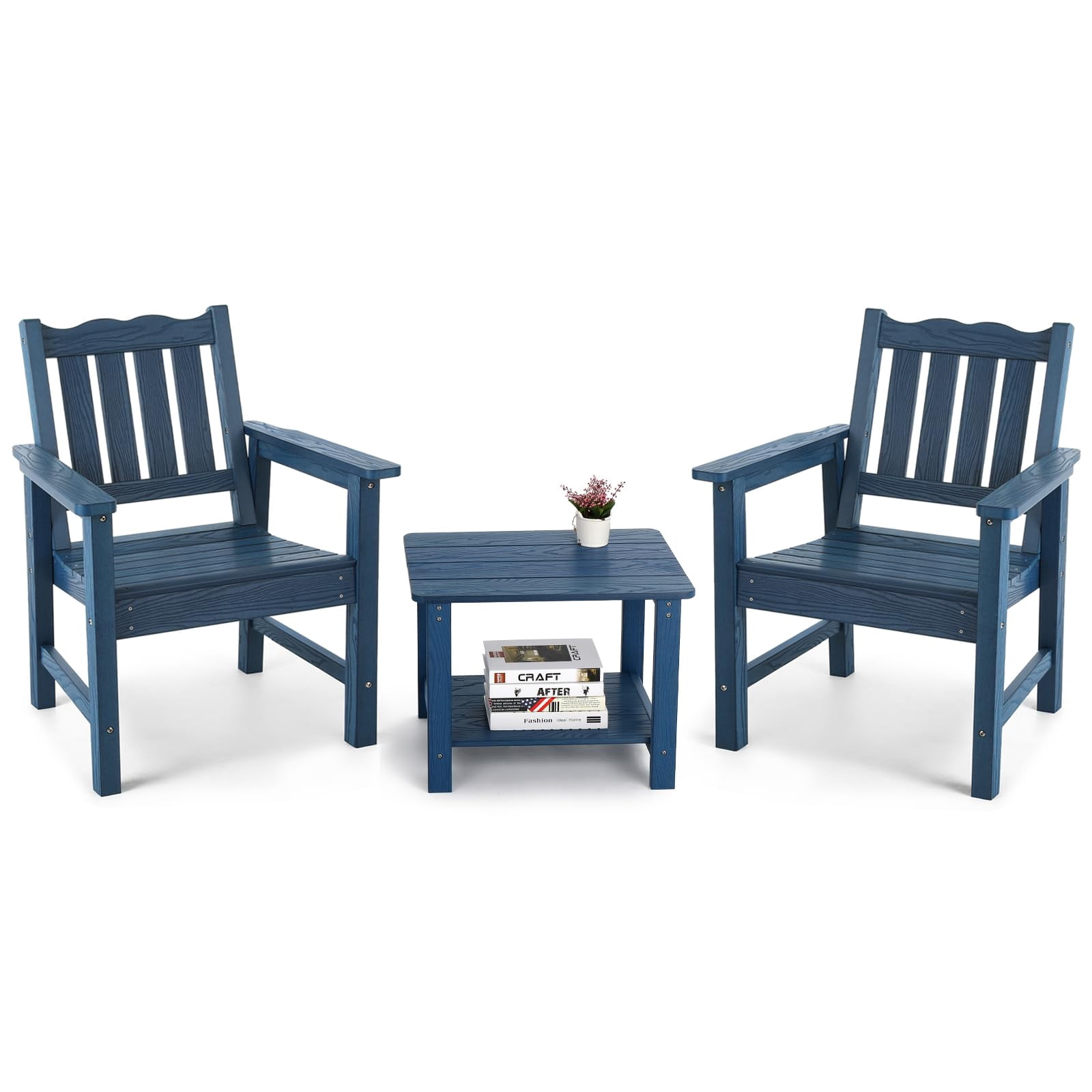 Stoog Patio Chair with Backrest, Oversized All-Weather Outdoor Dining Chair for Garden, Backyard, 400 lbs Weight Capacity, Blue
