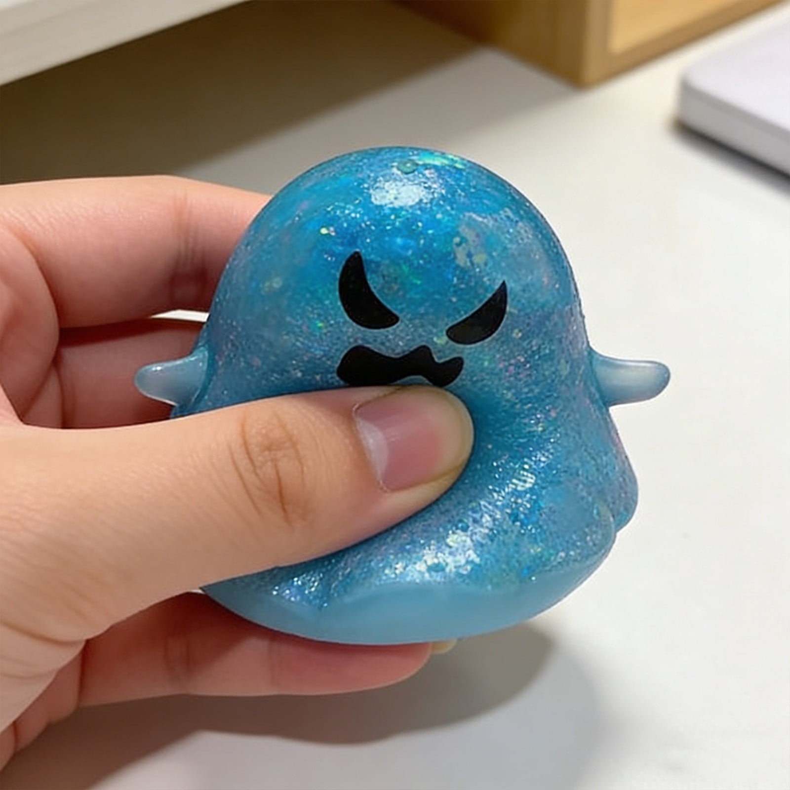 Fufafayo Ghost Sensory Ball, Stress ReliefToyFor Adults, Cute Dough Ball Stuffed Bun, Soft Decompression Dough for Anxiety, Desk Decor for Office Bedroom Living Room