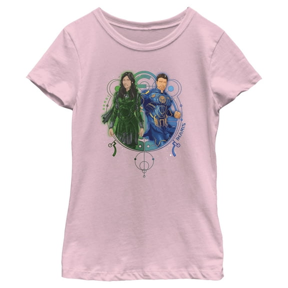Girl's Marvel Eternals Sersi and Ikaris Duo  Graphic Tee Light Pink Small