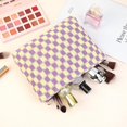 thumbnail image 3 of Pakyozj 2 Pieces Makeup Bag Large Checkered Cosmetic Bag Capacity Canvas Mix Travel Toiletry Bag Organizer Cute Makeup Brushes Aesthetic Accessories Storage Bag for Women, 3 of 6