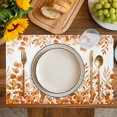 thumbnail image 4 of Orange Eucalyptus Leaves Placemats Set of 12, Watercolor Spring Summer Botanical Placemats for Dining Table, Place Mats for Kitchen Tabletop, Waterproof Wipeable Dining Table Mats Set, 4 of 9