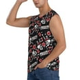 thumbnail image 3 of Lsque Vintage Skull Casino Print Men's Cotton Blend Sleeveless Muscle Shirts (S-3XL)- Moisture Wicking, Odor Protection, UPF 30+,3X-Large, 3 of 8