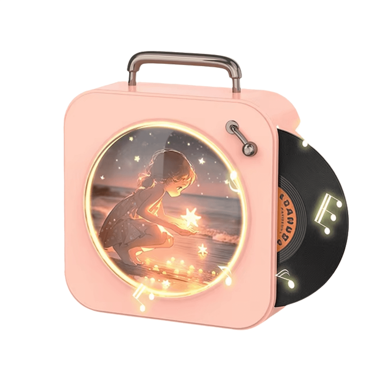 Vintage Bluetooth Player Stereo Sound Stereo Sound Effects Radio Vinyl Record Small Stereo Home CD Player Pink