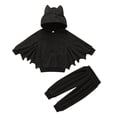thumbnail image 3 of Kids Baby Boy Girl Fleece Bat Outfits Hooded Jacket Tops Sweastshirt + Pants Costume Clothes, 3 of 10