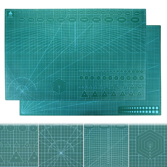 a QSTNOLOGY Self Healing Sewing Mat, Rotary Cutting Mat Double Sided 3-Ply Craft Cutting Board for Sewing Crafts Hobby Fabric Precision Scrapbooking Project(24inch x 36inch)