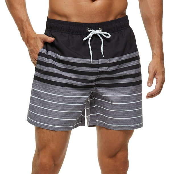 møbel implicitte naturlig Mens Striped Swimming Trunks 5 Inch Inseam Swim Shorts Summer Bathing Suit  Swimwear Beachwear with Pockets - Walmart.com