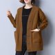 thumbnail image 1 of Suéter de cuello en V para mujer, cárdigan de punto holgado de otoño e invierno, suéter holgado de largo medio para mujer, suéter de cuello en V, blusa para mujer, 1 of 6