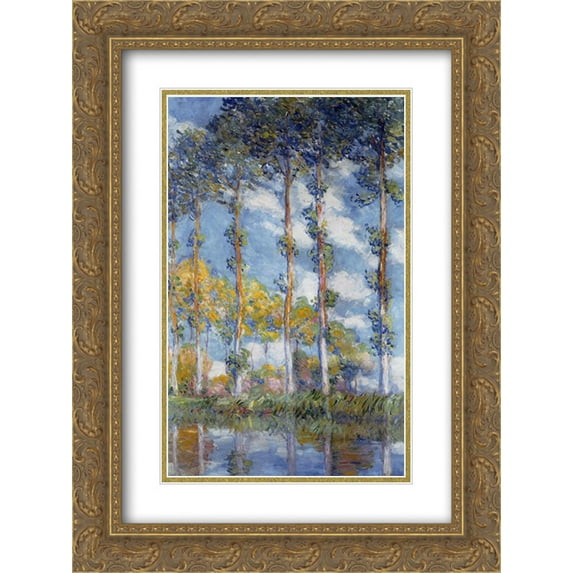 Claude Monet 2x Matted 18x24 Gold Ornate Framed Art Print 'Poplars'