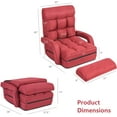 thumbnail image 2 of CRXX Chaise Lounge Chair Indoor Multipurpose Folding Armchair Couch Lounger with 6 Adjustable Position, Integrated Armrests, Lumbar Pillow, Padded Seat Ergonomic Single Lazy Sofa Floor Chair (Red), 2 of 10