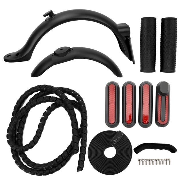 Scooter Mudguard Set, Handbrake Silicone Cover Brake Concealing Line Front Mudguard Rear Mudguard Scooter Replacement Accessories For Replacement Black
