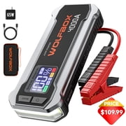 WOLFBOX 4000A Car Battery Jump Starter, Portable Jump Starter Box with USB Charge, Fast Charger, Jumper Cables for 10L Gasoline and Diesel Engines, Black
