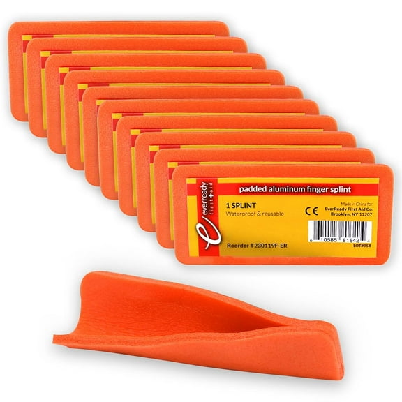 Ever Ready First Aid Padded Aluminum Finger Splints - 4x2 Inch - 10 Pack