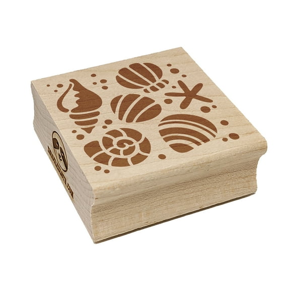 Seashells and Starfish Square Rubber Stamp Stamping Scrapbooking Crafting - Small 1.25in