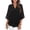 Black-S, variant on Womens Tops Casual Ruffle 3/4 Sleeve V Neck Double Layers Chiffon Blouses Tops
